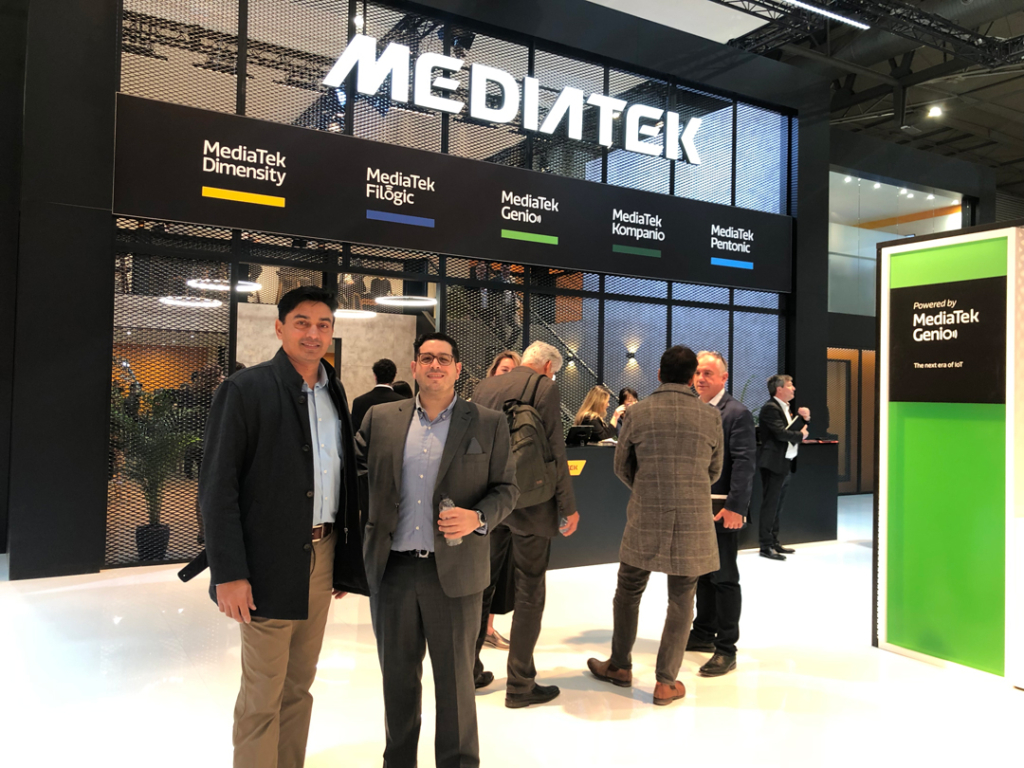 Jai Rao and Robert Morcos at MediaTek booth in MWC Barcelona 2023